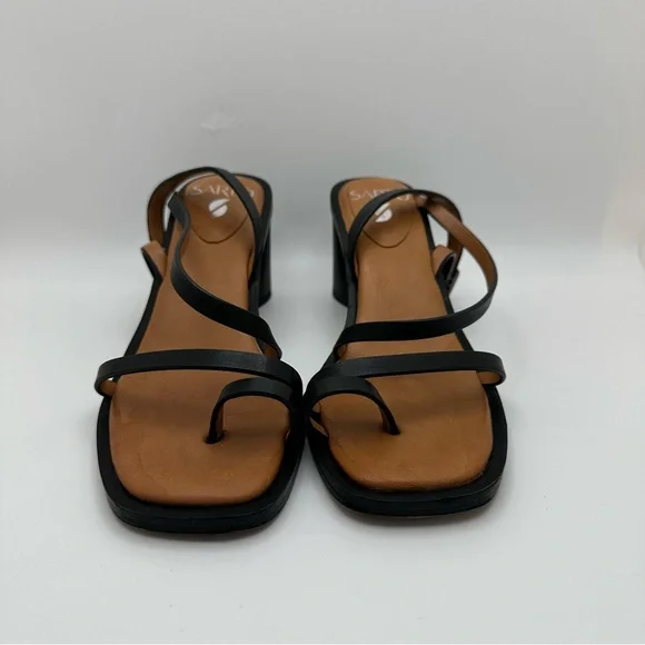 Franco Santo Sz 8.5M A-Rache Toe Loop Black Strappy Women's Sandals Leather - Picture 3 of 9